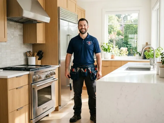 Appliance Repair Hero technician in a Bridgeview, IL kitchen after an appliance repair